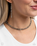 Monochromatic Marvel - Silver Necklace - Paparazzi Accessories Necklace Bedazzle Me Pretty Mobile Fashion Boutique