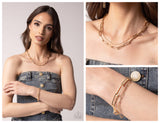 Monochromatic Matinee - Gold Complete Look  - Paparazzi Accessories Bedazzle Me Pretty Mobile Fashion Boutique