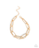 Monochromatic Matinee - Gold Complete Look  - Paparazzi Accessories Bedazzle Me Pretty Mobile Fashion Boutique