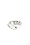 Monogram Memento - Silver - B Ring - Paparazzi Accessories Ring Bedazzle Me Pretty Mobile Fashion Boutique