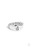 Monogram Memento - Silver - D Ring - Paparazzi Accessories Ring Bedazzle Me Pretty Mobile Fashion Boutique