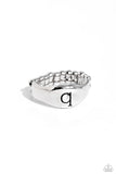 Monogram Memento - Silver - Q Ring - Paparazzi Accessories Ring Bedazzle Me Pretty Mobile Fashion Boutique
