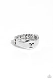 Monogram Memento - Silver - R Ring - Paparazzi Accessories Ring Bedazzle Me Pretty Mobile Fashion Boutique