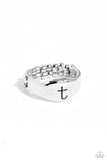 Monogram Memento - Silver - T Ring - Paparazzi Accessories Ring Bedazzle Me Pretty Mobile Fashion Boutique