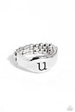 Monogram Memento - Silver - U Ring - Paparazzi Accessories Ring Bedazzle Me Pretty Mobile Fashion Boutique