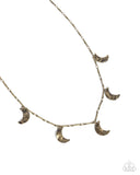 Moon Movement - Brass Necklace - Paparazzi Accessories Necklace Bedazzle Me Pretty Mobile Fashion Boutique