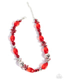 Mutual Mirage - Red Necklace - Paparazzi Accessories Necklace Bedazzle Me Pretty Mobile Fashion Boutique