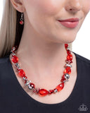 Mutual Mirage - Red Necklace - Paparazzi Accessories Necklace Bedazzle Me Pretty Mobile Fashion Boutique