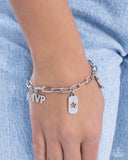 MVP Moment - White Bracelet - Paparazzi Accessories Bracelet Bedazzle Me Pretty Mobile Fashion Boutique
