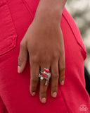 Nestled Nightingale - Red Ring - Paparazzi Accessories Ring Bedazzle Me Pretty Mobile Fashion Boutique