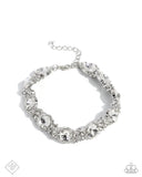 Never-Ending Elite - White Bracelet - Paparazzi Accessories Bracelet Bedazzle Me Pretty Mobile Fashion Boutique