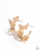 No WINGS Attached - Gold Earrings - Paparazzi Accessories Earrings Bedazzle Me Pretty Mobile Fashion Boutique