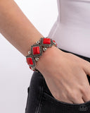 Noble Nature - Red Bracelet - Paparazzi Accessories Bracelet Bedazzle Me Pretty Mobile Fashion Boutique