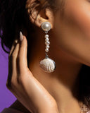 Oceanic Occasion - White Clip-On Earrings - Paparazzi Accessories Clip-On Bedazzle Me Pretty Mobile Fashion Boutique