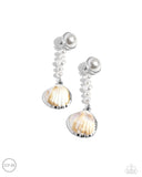 Oceanic Occasion - White Clip-On Earrings - Paparazzi Accessories Clip-On Bedazzle Me Pretty Mobile Fashion Boutique