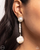 Oceanic Occasion - White Clip-On Earrings - Paparazzi Accessories Clip-On Bedazzle Me Pretty Mobile Fashion Boutique