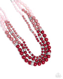 Ombré Ornament - Red Necklace - Paparazzi Accessories Necklace Bedazzle Me Pretty Mobile Fashion Boutique