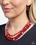 Ombré Ornament - Red Necklace - Paparazzi Accessories Necklace Bedazzle Me Pretty Mobile Fashion Boutique