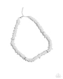 On A SHELL-ular Level - White Necklace - Paparazzi Accessories Necklace Bedazzle Me Pretty Mobile Fashion Boutique