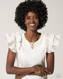 On SHIMMERING Wings - Yellow Necklace - Paparazzi Accessories Necklace Bedazzle Me Pretty Mobile Fashion Boutique