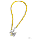 On SHIMMERING Wings - Yellow Necklace - Paparazzi Accessories Necklace Bedazzle Me Pretty Mobile Fashion Boutique