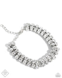 Once Upon A TIARA - White Bracelet - Paparazzi Accessories Bracelet Bedazzle Me Pretty Mobile Fashion Boutique