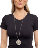 Opera Enthusiast - White Necklace - Paparazzi Accessories Necklace Bedazzle Me Pretty Mobile Fashion Boutique