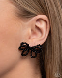 Opera Fanatic - Black Post Earrings - Paparazzi Accessories Post Earrings Bedazzle Me Pretty Mobile Fashion Boutique