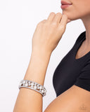 Opera Singer - White Bracelet - Paparazzi Accessories Bracelet Bedazzle Me Pretty Mobile Fashion Boutique