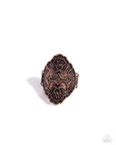 Opulent Opera - Copper Ring - Paparazzi Accessories Ring Bedazzle Me Pretty Mobile Fashion Boutique