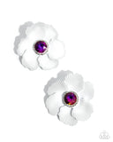 Organic Growth - White Post Earrings - Paparazzi Accessories Post Earrings Bedazzle Me Pretty Mobile Fashion Boutique