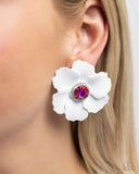 Organic Growth - White Post Earrings - Paparazzi Accessories Post Earrings Bedazzle Me Pretty Mobile Fashion Boutique