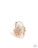 Ornate Oval - Gold Ring - Paparazzi Accessories Ring Bedazzle Me Pretty Mobile Fashion Boutique