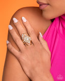 Ornate Oval - Gold Ring - Paparazzi Accessories Ring Bedazzle Me Pretty Mobile Fashion Boutique