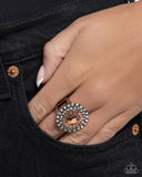 Oval Opening - Copper Ring - Paparazzi Accessories Ring Bedazzle Me Pretty Mobile Fashion Boutique