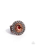 Oval Opening - Copper Ring - Paparazzi Accessories Ring Bedazzle Me Pretty Mobile Fashion Boutique