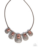 Oval Ovation - Brass Necklace - Paparazzi Accessories Necklace Bedazzle Me Pretty Mobile Fashion Boutique