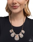 Oval Ovation - Brass Necklace - Paparazzi Accessories Necklace Bedazzle Me Pretty Mobile Fashion Boutique