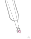 Padlock Possession - Pink Necklace - Paparazzi Accessories Necklace Bedazzle Me Pretty Mobile Fashion Boutique