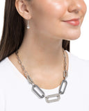 Painted Paladin - Silver Necklace - Paparazzi Accessories Necklace Bedazzle Me Pretty Mobile Fashion Boutique