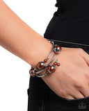 Palatial Pearls - Brown Bracelet - Paparazzi Accessories Bracelet Bedazzle Me Pretty Mobile Fashion Boutique