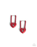 Pampered Padlock - Red Earrings - Paparazzi Accessories Earrings Bedazzle Me Pretty Mobile Fashion Boutique
