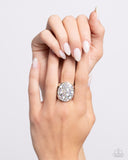 Pampered Pattern - White Ring - Paparazzi Accessories Ring Bedazzle Me Pretty Mobile Fashion Boutique