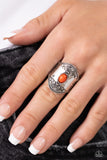 Panoramic Pyramids - Orange Ring - Paparazzi Accessories Ring Bedazzle Me Pretty Mobile Fashion Boutique