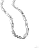 Paperclip Power - Silver Mens Necklace - Paparazzi Accessories Mens Necklace Bedazzle Me Pretty Mobile Fashion Boutique