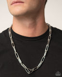 Paperclip Power - Silver Mens Necklace - Paparazzi Accessories Mens Necklace Bedazzle Me Pretty Mobile Fashion Boutique