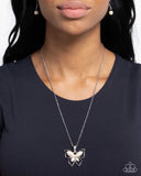 Papillon Persuasion - White Necklace - Paparazzi Accessories Necklace Bedazzle Me Pretty Mobile Fashion Boutique