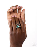 Parisian Pinnacle - Green Ring - Paparazzi Accessories Ring Bedazzle Me Pretty Mobile Fashion Boutique