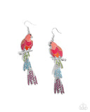 Parrot Pull - Orange Earrings - Paparazzi Accessories Earrings Bedazzle Me Pretty Mobile Fashion Boutique