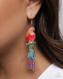 Parrot Pull - Orange Earrings - Paparazzi Accessories Earrings Bedazzle Me Pretty Mobile Fashion Boutique